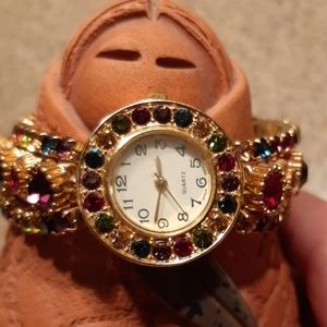 Multi-color Stones Watch w/Stretch Band